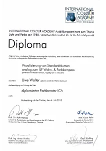 2013 – Uwe Walter, Diplom International Color Academy
