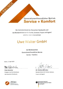 2013 – Uwe Walter, Generationenfreundlicher Betrieb