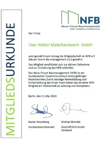 NFB Mietgliedsurkunde