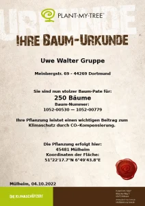 Plant my Tree - Urkunde - 2022