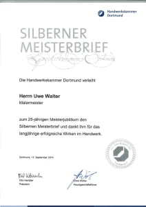 Silberner Meisterbrief